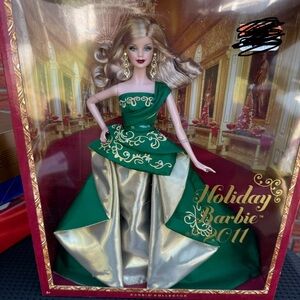 Barbie Holiday Doll in Emerald and Silver Ensemble